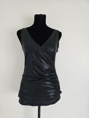 Express Black Shimmer Wrap-Front Camisole